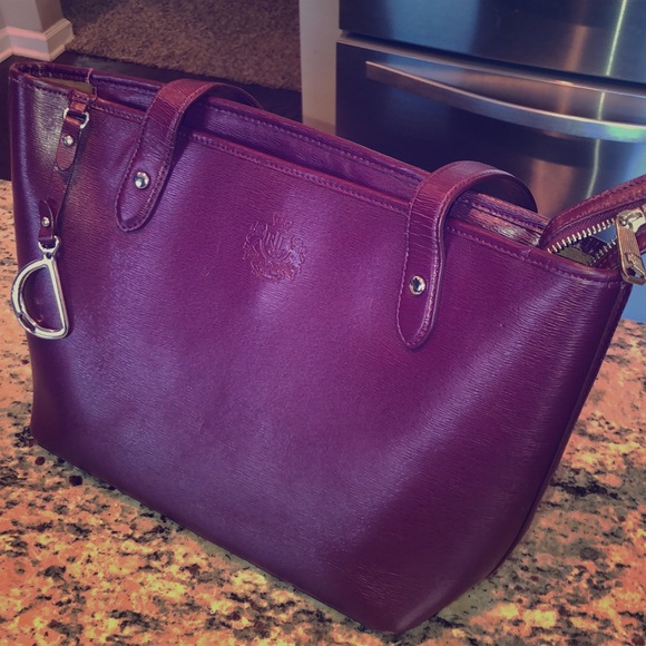 Ralph Lauren Double RL Handbags - Burgundy Ralph Lauren Tote Bag